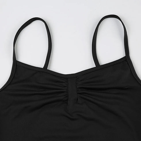 Sleeveless Skinny Shirring Spaghetti Strap Bodysuit for Women Vacation Camisole